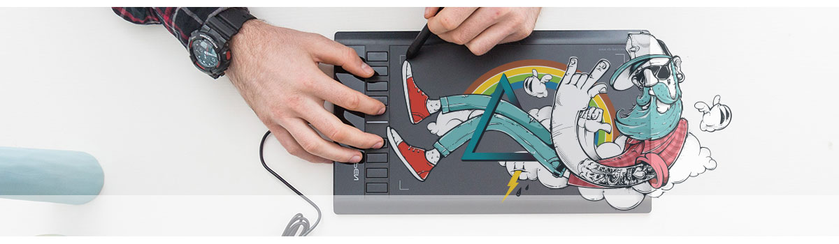 Man drawing on an X-PEN Star03 V2 graphics tablet
