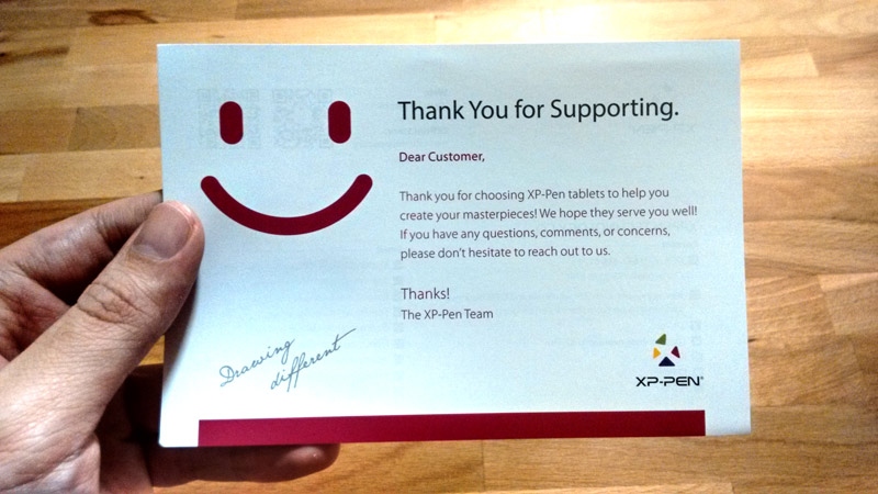 XP-PEN Thank You Card.