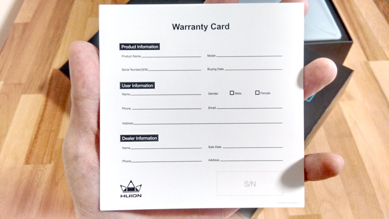 Inspiroy Ink's warranty card.