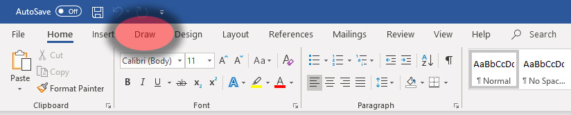 Microsoft Word Draw Tab