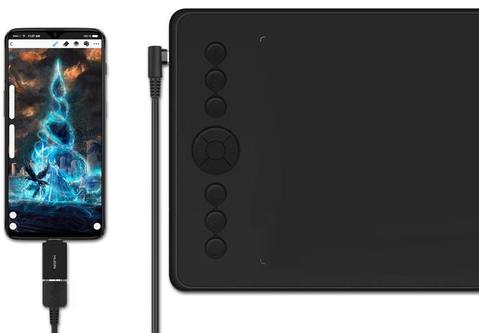 Drawing tablet connected to cellphone